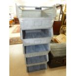 5 X LARGE GALVANISED STACKING BINS