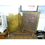 2 X METAL FIRE SCREENS, PUMP & TOASTING FORK