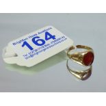 9 CT GOLD SIGNET RING WITH STONE, TOTAL WEIGHT 1.98 GRAMS