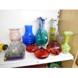 QUANTITY OF RETRO GLASS VASES + ADVERTISING ASHTRA