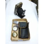 CORONET BELLOWS CAMERA, POCKET WATCH & CHAIN, RONSON LIGHTER & PERFUME BOTTLE