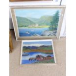 2 X RETRO LANDSCAPES, SIGNED DOUG WALKER & ALEX MARTIN