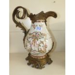 CONTINENTAL CERAMIC & BRASS JUG 39 CMS