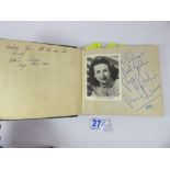 1950s AUTOGRAPH BOOK INCLUDING TOMMY COOPER, RUBY MURRAY, DICKIE VALENTINE & OTHERS