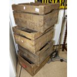 4 VINTAGE WOODEN APPLE CRATES