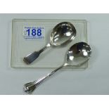 2 X HALLMARKED SILVER CADDY SPOONS, 38.08 grams