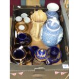 BOX OF CERAMICS INCLUDING SYLVAC JUG 1962