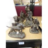 6 FIGURINES, MEN WITH DOGS