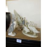 3 X BIRD FIGURINES, 2 X LLADRO & 1 X NAO