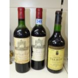 3 X BOTLES OF RED WINE, 2 X GRAND VIN DE LEOVILLE 1964 = CHATEAU TALBOT 1974