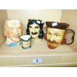 4 X CHARACTER JUGS INCLUDING ROYAL DOULTON