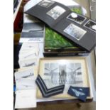 2 X VINTAGE PHOTO ALBUMS, ROYAL NAVY IN CHINA, AIRCRAFT RECOGNITION CARDS, CLOTH BADGES X 3 + PHOTO