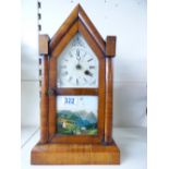 19th CENTURY AMERICAN MAHOGANY SHELF CLOCK BY RED STAR CLOCK CO. 40 CMS