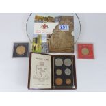 ISLE OF MAN DECIMAL COIN COLLECTION X 2 + 1986 5 POUND & 2 POUND COINS