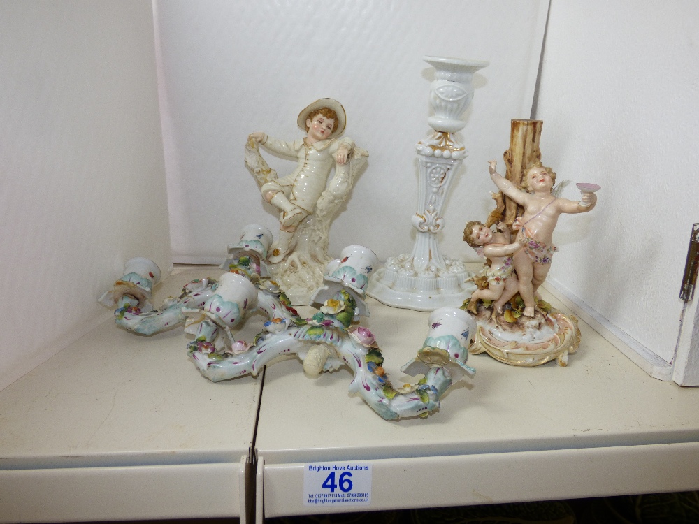 ROYAL WORCESTER FIGURE OF A BOY A/F, MEISSEN CANDL