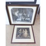 2 VINTAGE BLACK & WHITE ENGRAVINGS, CHARLES THE FIRST & BISHOP JUXON & THE THREE CHILDREN OF CHARLES