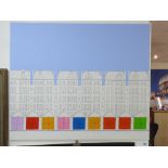 LOCAL ARTIST LARGE CANVAS 'BEACH HUTS' BY ADAM REGESTER 2013 H 99CM X W 119CM