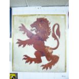 DOUBLE SIDED METAL RED LION PUBLIC HOUSE ADVERTISING SIGN H 90CM X W 85CM