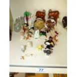 QUANTITY OF GLASS FIGURES, MAINLY ANIMALS