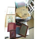 BOX OF EPHEMERA INCLUDING PHOTO FRAMES & VINTAGE LEAFLETS