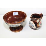 VICTORIAN BARGEWARE CREAM JUG, SUGAR BOWL