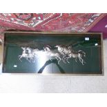 GLASS TOPPED COFFEE TABLE WITH HORSE PLAQUE DECORATION