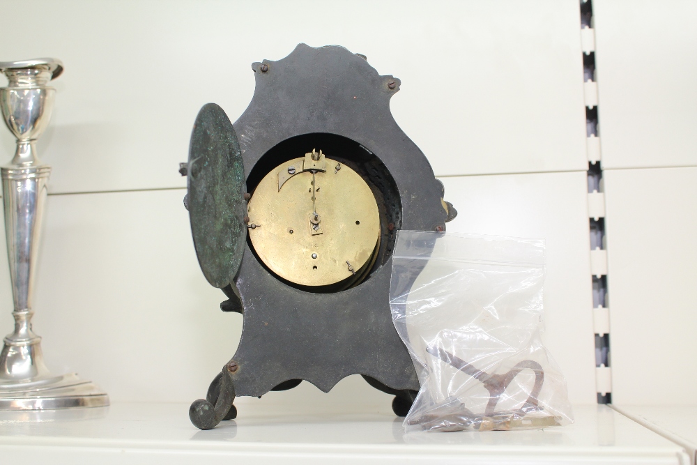 FRENCH BRONZE MANTEL CLOCK 25 CMS - Image 2 of 2