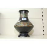 CHINESE BRONZE & ENAMEL VASE, 25 CMS