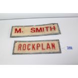 2 X METAL SIGNS M.SMITH + ROCK PLAN