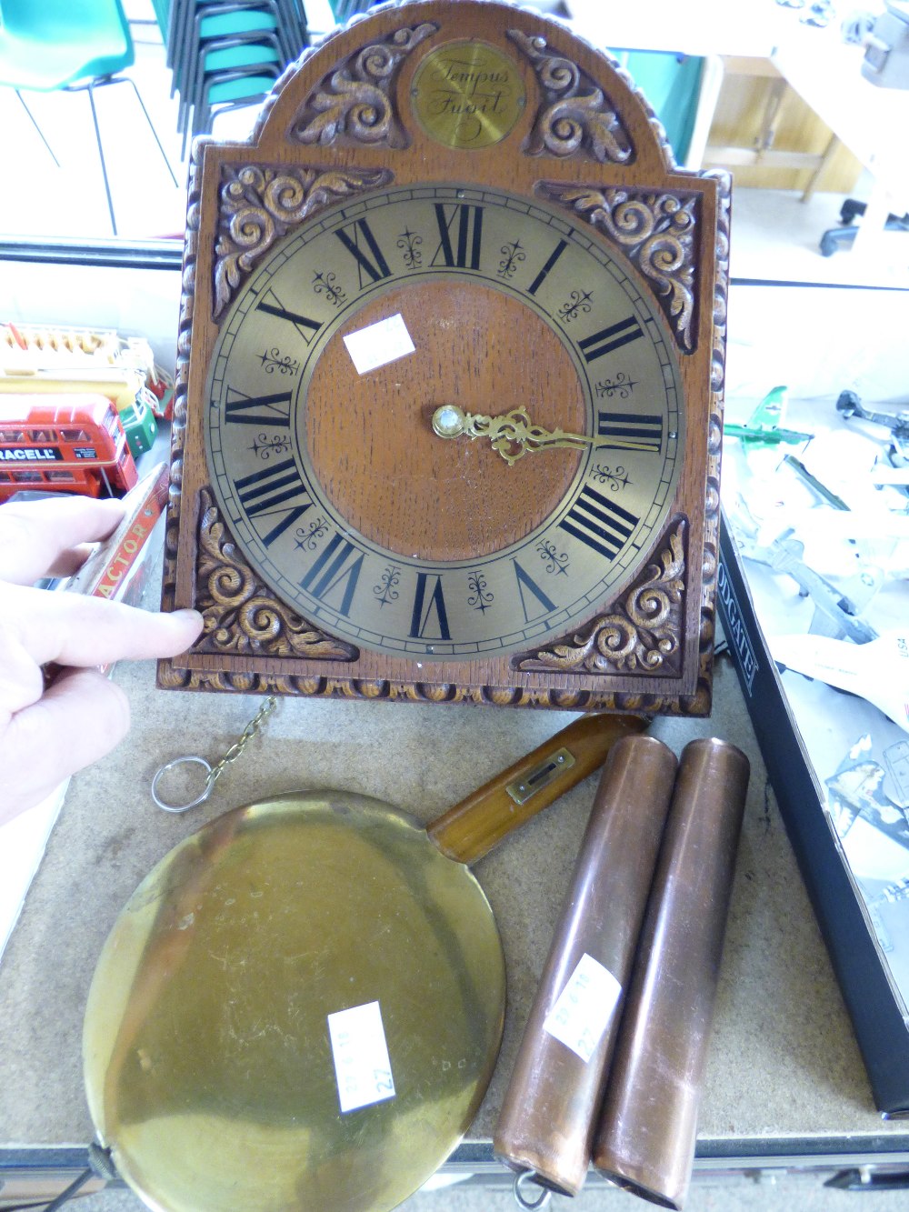 WALL CLOCK WITH WEIGHTS AND PENDULUM