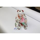 CHINESE CERAMIC SEATED FIGURE MARKS TO BASE 17 CMS