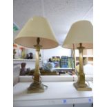 PAIR OF BRASS BASED TABLE LAMPS