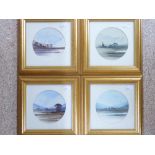 4 X GILT FRAMED WATERCOLOURS SIGNED HUDSON