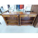 PAIR OF BRASS INLAID BOOKCASES WITH DRAWERS