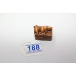 SIGNED JAPANESE BOXWOOD NETSUKE OF RATS ON A BOX