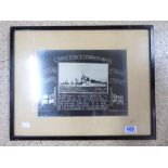 FRAMED & GLAZED H.M.S GRAFTON TRIBUTE, WW11 DUNKIRK, 37 X 47 CMS