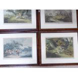 4 X FRAMED & GLAZE HUNTING SCENE PRINTS