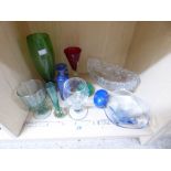 QUANTITY OF GLASS ITEMS INCLUDING GOBLET & PAPERWEIGHT