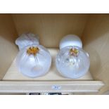 4 X VINTAGE GLASS LIGHT SHADES