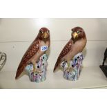 2 X REPRODUCTION BIRDS FROM THE NELSON ROCKEFELLER COLLECTION 28 CMS (1 WITH CHIPPED BEAK)