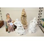 4 X CERAMIC FIGURINES IN THE STYLE OF MEISSEN