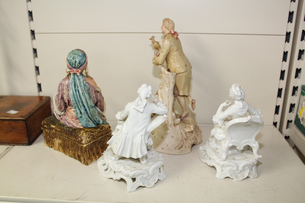 4 X CERAMIC FIGURINES IN THE STYLE OF MEISSEN - Image 2 of 2