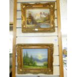 2 LANDSCAPE SCENES IN GILDED FRAMES, BOTH 34 X 29 CMS