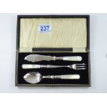 BOXED, MOTHER OF PEARL HANDLED KNIFE, FORK & SPOON SET