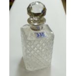 HALLMARKED SILVER MOUNTED CUT GLASS WHISKEY DECANTER