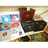 5 RECORD CASES CONTAINING 7 INCH / SINGLES INCLUDING BON JOVI, CARLY SIMON & DAVID BOWIE