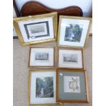 QUANTITY OF FRAMED & GLAZED PRINTS, SIGNED WATERCOLOURS & WOODEN TRAY