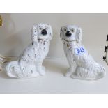 PAIR OF STAFFORDSHIRE MANTEL DOGS 18 CMS