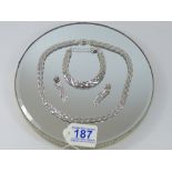 HALLMARKED SILVER NECKLACE, BRACELET & EARRINGS SET