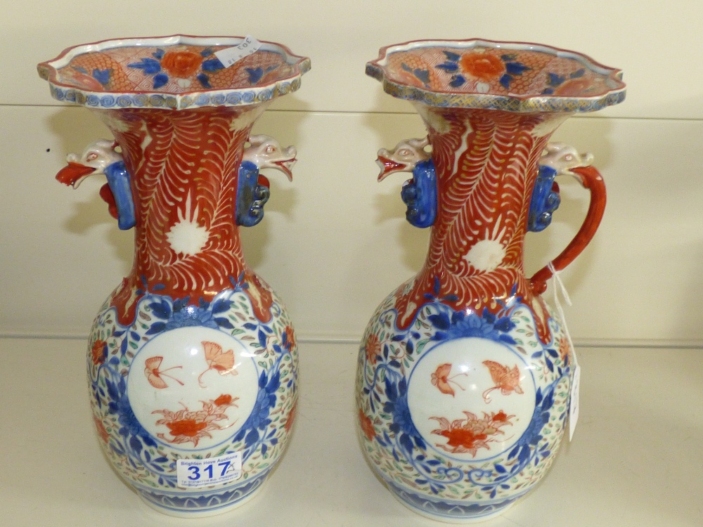 PAIR OF 19th CEBTURY JAPANESE PORCELAIN VASES A/F